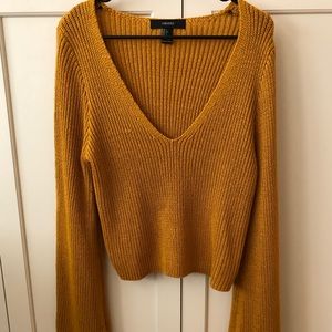 Gold/Mustard Knit Sweater with Bell Bottom Sleeves
